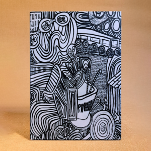 Carnet de notes reliure carré collé – de 150 pages – format A5 -création par Sha – « Autour d'un café»